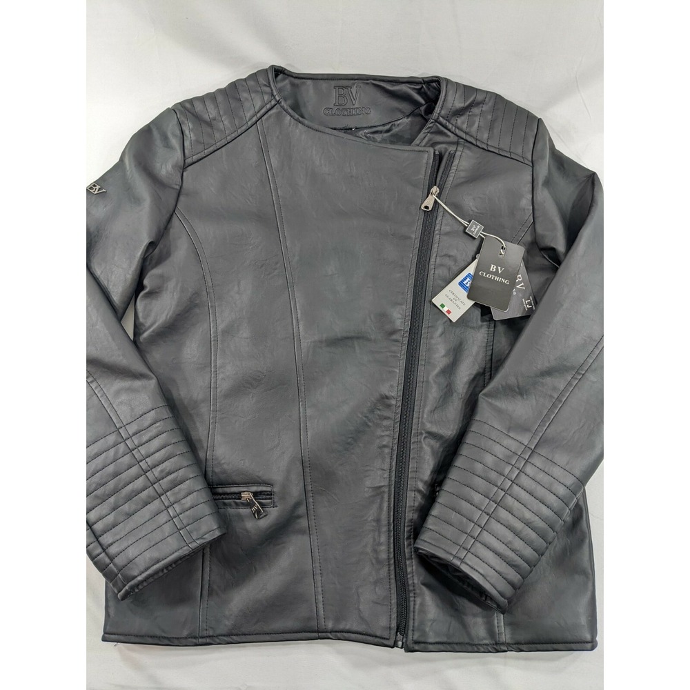 BV Clothing Black‎ Biker Leather Jacket Motorcycle Style Women's Medium
